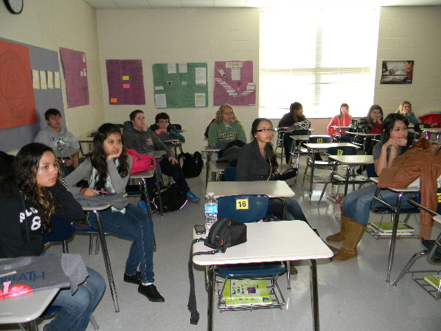 HOSA members watching the video